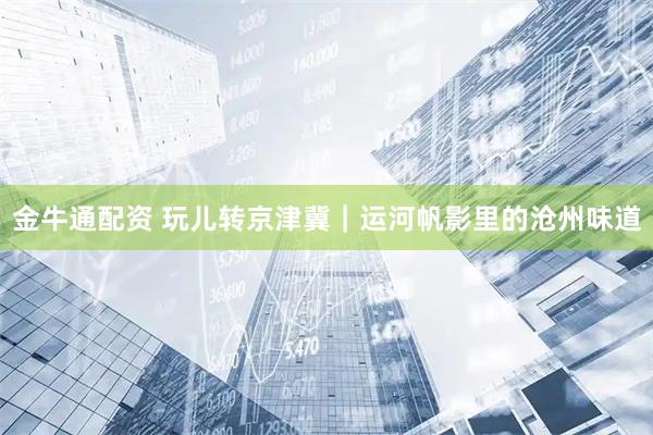 金牛通配资 玩儿转京津冀｜运河帆影里的沧州味道
